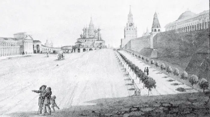 ОИ Бове Вид старой площади и Лобного места в Москве 1813 Фрагмент Слева - фото 150