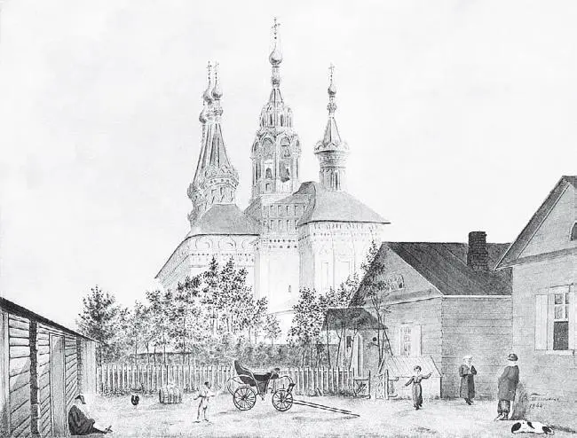 Тимм ВФ Московский дворик у церкви Рождества Богородицы в Путинках 1844 - фото 163