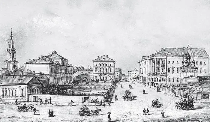 Шарлемань ИИ Вид на Императорский почтамт на Мясницкой улице 1853 По - фото 173