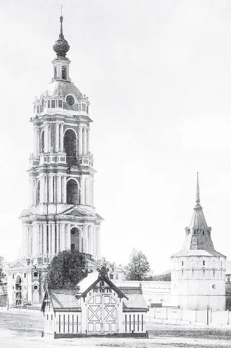 Колокольня Новоспасского монастыря Старое фото Последняя предполагая - фото 189