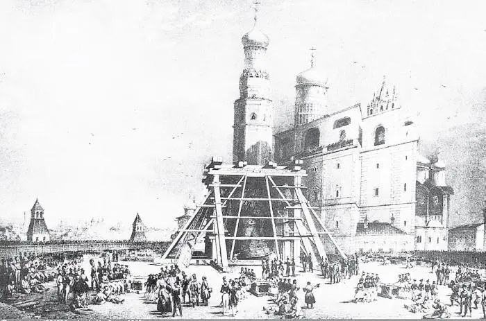 Подъем Царьколокола из литейной ямы Рисунок из книги О Монферрана 1840 - фото 194