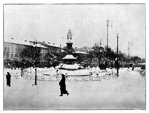 Львов Колодец со статуей Богоматери на Мариинской площади Зима 1914 1915 гг - фото 129