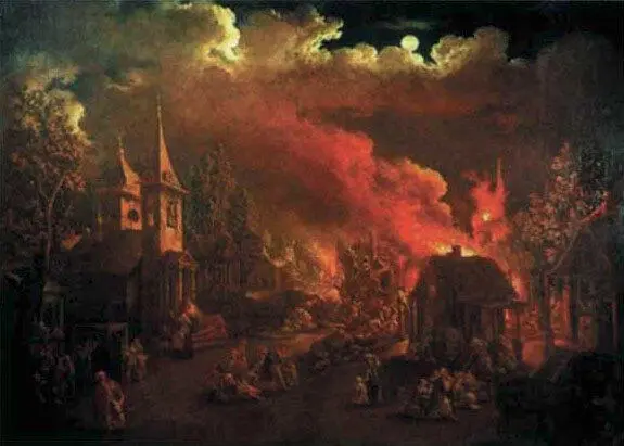 И Танков Пожар в деревне в ночное время 1773 Государственная - фото 75