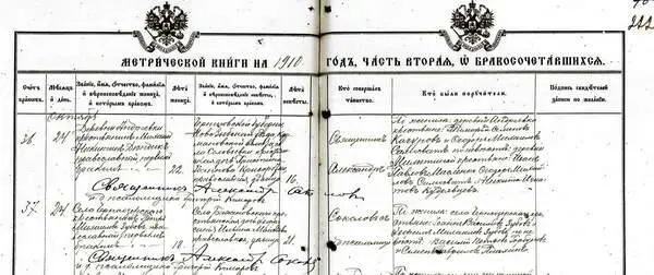 Фрагмент метрической книги Николаевской церкви села Черноозерье 1910 года с - фото 84