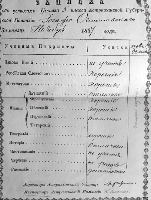 Записка об успехах ученика 5 класса Астраханской губернской гимназии - фото 18
