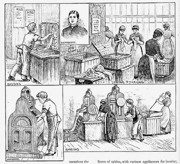 Рис 82 Починка и маркировка белья в образцовой коммерческой прачечной 1884 - фото 81