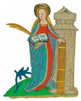 Женщина у башни Инициал Часослов Walters Ex Libris Manuscript W277 folio - фото 55