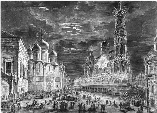 Иллюминация на Соборной площади Кремля в честь коронации императора Александра - фото 12