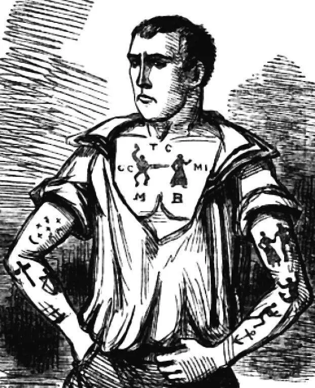 Английский каторжник 57 Convict Miles Confrey 23 displaying his tattoos - фото 40