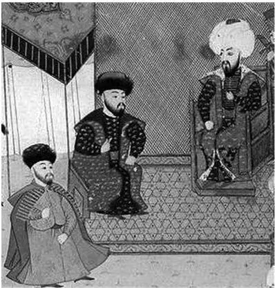 Крымский хан МехлиГирей на суде у султана Баязида II XVI век Обычно татары - фото 22