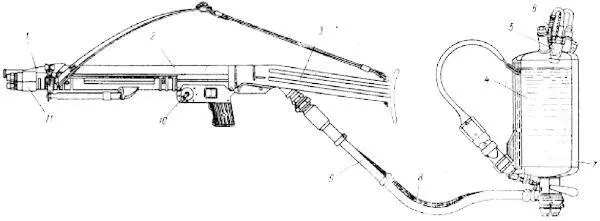 Рис 19Схема огнемета в сборе 1 насадок 2 ствол 3 батарея - фото 30