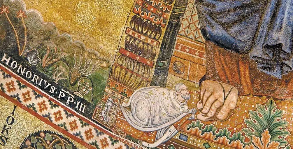 Гонорий III у ног Христа Базилика СанПаолофуорилемура Мозаика в конхе - фото 31