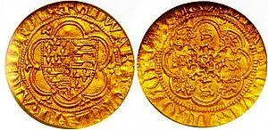 14 Четверть нобля Эдуарда III quarter noble диаметр 1921 мм На аверсе - фото 32