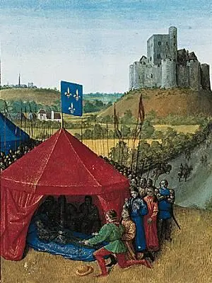 59 Смерть Дюгеклена 1380 г Миниатюра Жана Фуке из Больших французских - фото 78