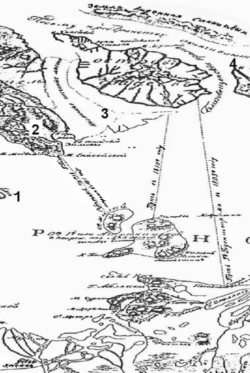 Земля Санникова Фрагмент карты Геденштрома 1811 г от зимовья Устья - фото 80