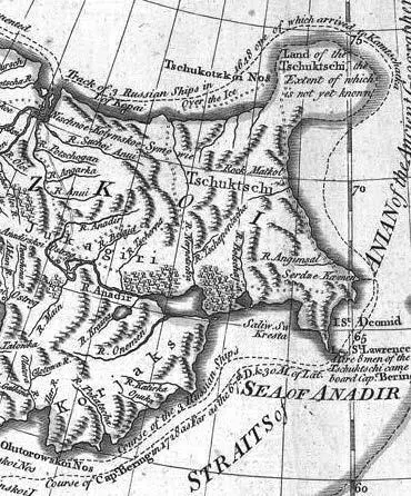 Чукотка на английской карте 1776 года Мыс Tschukotskoi Nos показан под 75 он - фото 197