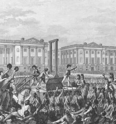 Гильотина в центре Парижа 1793 год Нож прочной закалки изготовленный умелым - фото 4