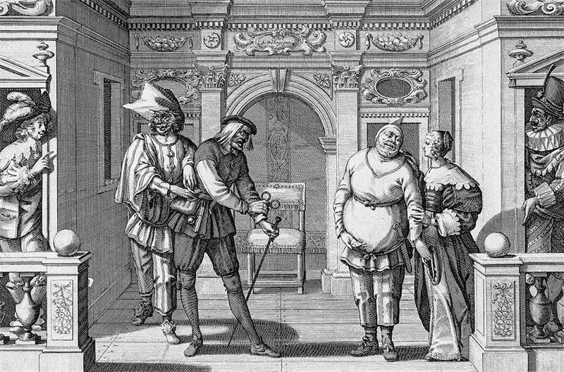 98 Французские актеры в Бургундском отелеГравюра Абрахама Босса Около 1630 - фото 96