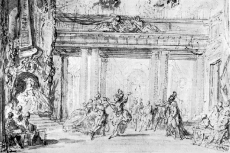 156 Сцена из постановки Семирамиды Вольтера в Комеди Франсез1748 Рисунок - фото 154