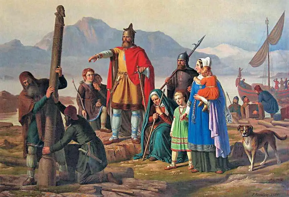 На этой картине Йохана Петера 1850 Росига Ингольф приказывает возвести столбы - фото 124