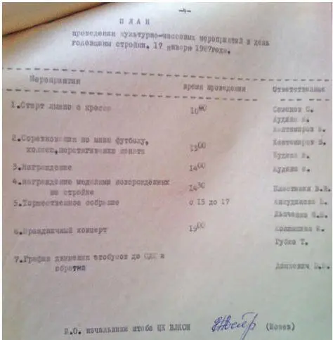 План проведения культурномассовых мероприятий в день годовщины стройки 17 - фото 122