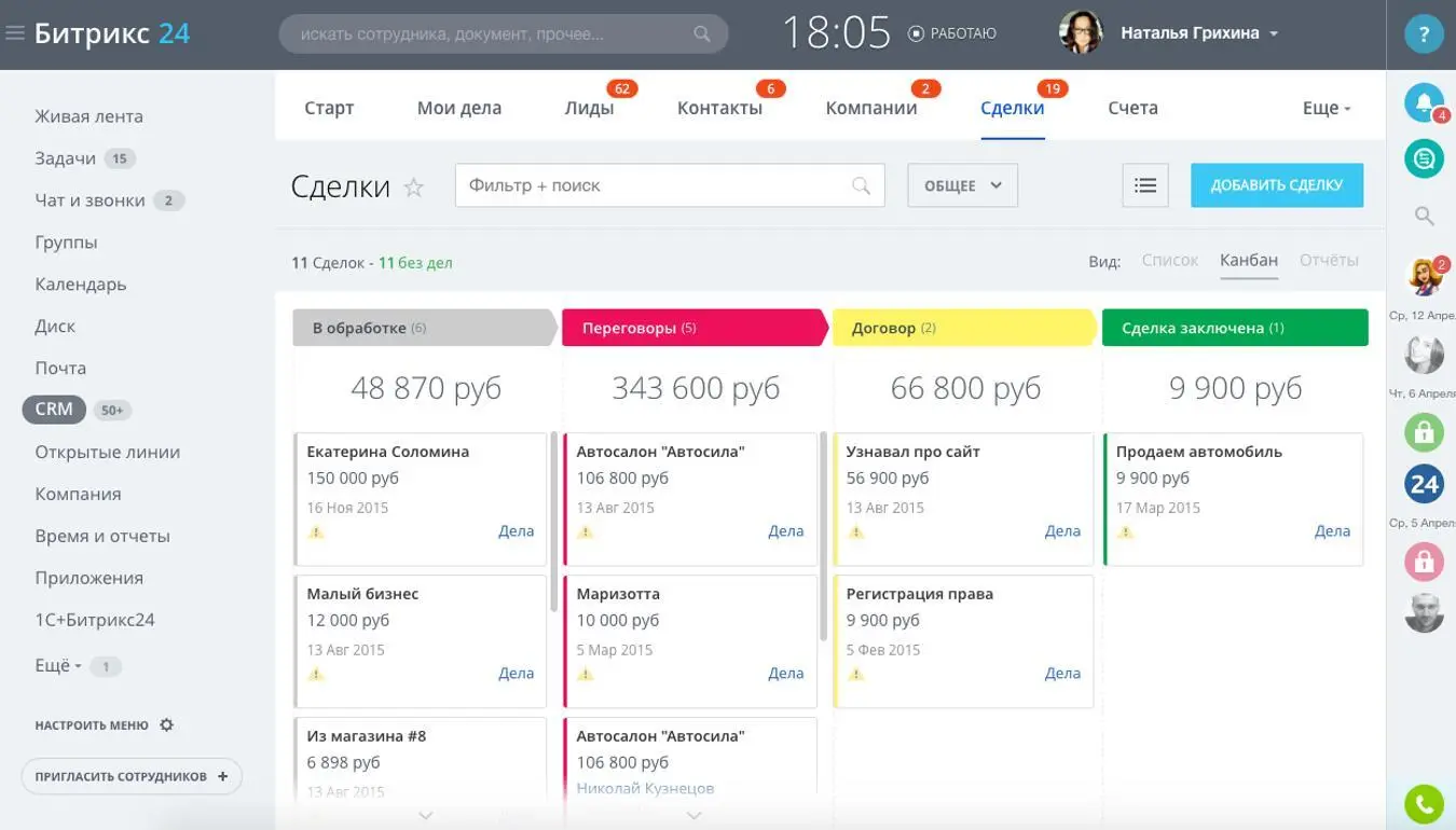 Сделки в CRM на канбандоске 3 Клиенты в CRM могут быть представлены в виде - фото 4