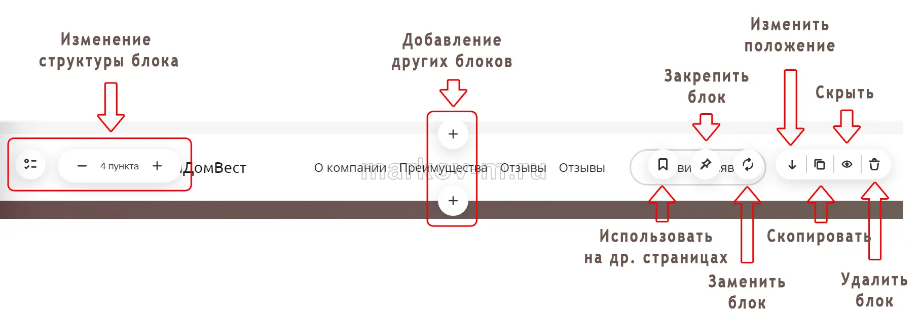 Редактирование блоков в конструкторе сайтов Тинькофф 2 Как изменить цвет или - фото 7