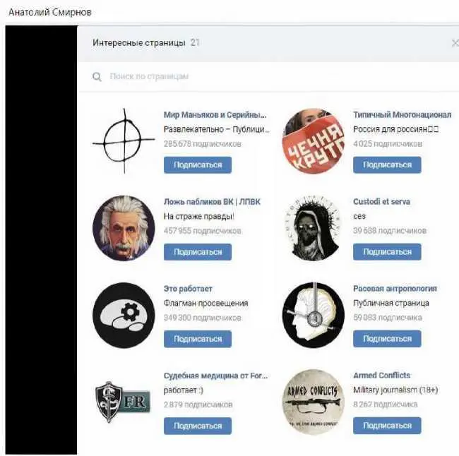 Ряд других подписок выдают интерес Рослякова к расовым и межнациональным - фото 61