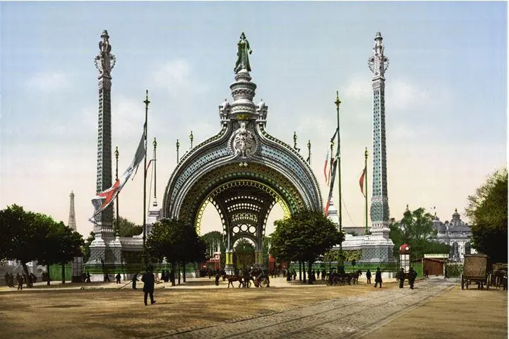 Париж Вход на Всемирную выставку 1900 г Раскрашенная фотография Начало XX - фото 65