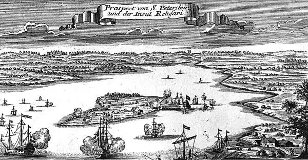 Вид Петербурга и Ретусари Гравюра Г Боденерастаршего 1705 г Очень - фото 11