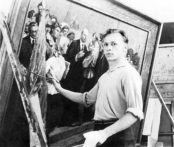 Художник Никифор Ращектаев 1954 г Булат Окуджава с женой и сыном на Оке - фото 28