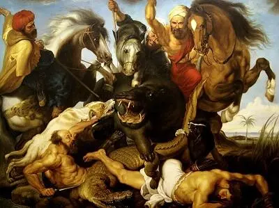 Охота на гиппопотама и крокодила Картина Питера Пауля Рубенса 16151616 - фото 27