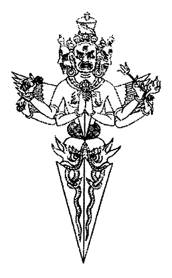Божествокинжал Пурбу с несколькими головами БХАВАНАВАСИНЫ В джайнской - фото 31