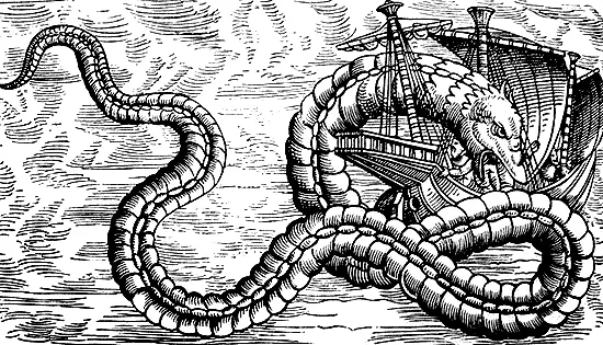 Морской змей нападает на корабль Из книги Олауса Магнуса 1536 г - фото 378