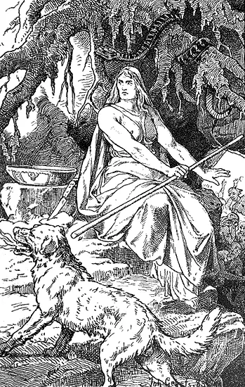 Скандинавская богиня смерти Хель у корней мирового древа Шумерское дерево - фото 426