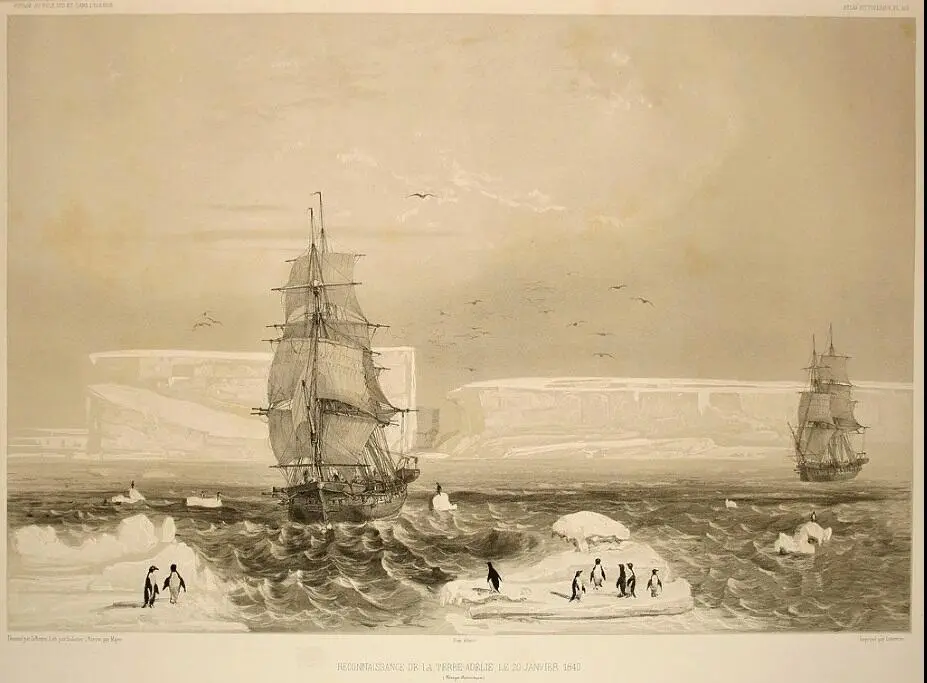 Рисунок 38 У берегов Антарктиды Экспедиция Жюля ДюмонДюрвиля 1846 г Но - фото 38