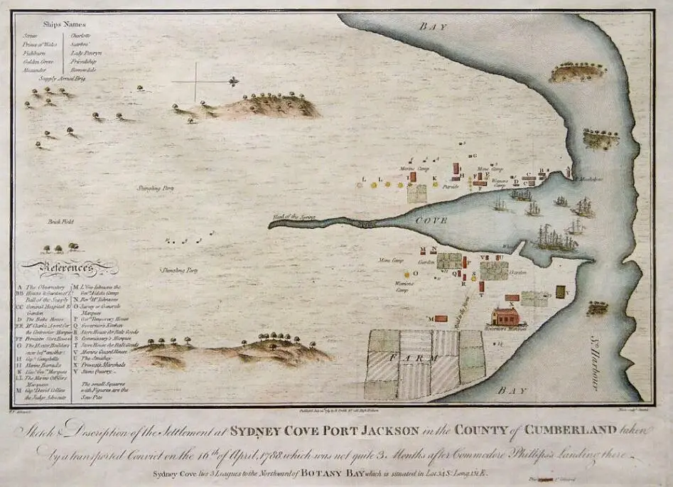 Рисунок 41 Гавань ПортДжексон Схема 1788 г В заливе шлюп встретил - фото 41
