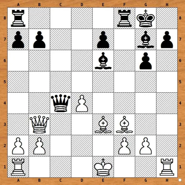 1Rf3 2 gf Qс6 3 Qd1 Bd5 4Rс1 Qе6 1 Rf7 Kf7 2 Qс4 Kg6 - фото 12