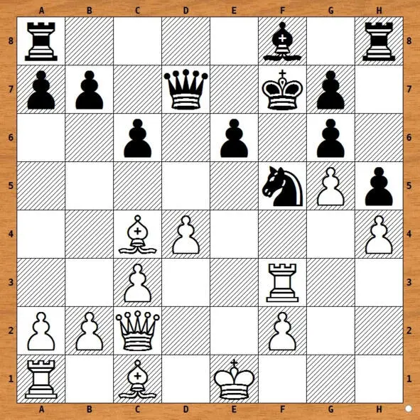 1 Rf5 gf 2 Qf5 Ke7 3 Qе4 Rе8 4 Bf4 Kd8 5 Qе5 Rе7 6 Kd2 Qс7 7 - фото 14