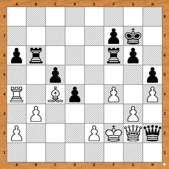 1Rf4 2 gf Qf4 3 Kg1 Rf6 4 Rа6 Qе3 5 Kh2 Rf2 1 Rf6 gf - фото 15