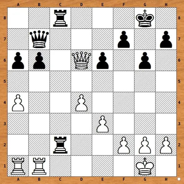 1 Rf2 2 Kf2 Rс2 3 Ke1 Qg2 4 Qb8 Kg7 5 Qе5 Kh6 6 Qf4 Kh5 7 - фото 18