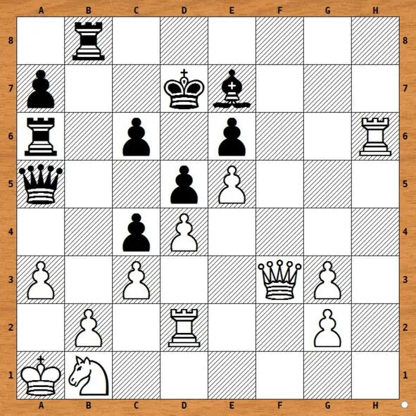 1 Rе6 Ке6 2 Qg4 Kf7 3 e6 Kf8 4Rf2 Bf6 5 Rf6 Ke8 6 Qg8 Ke7 7 - фото 22