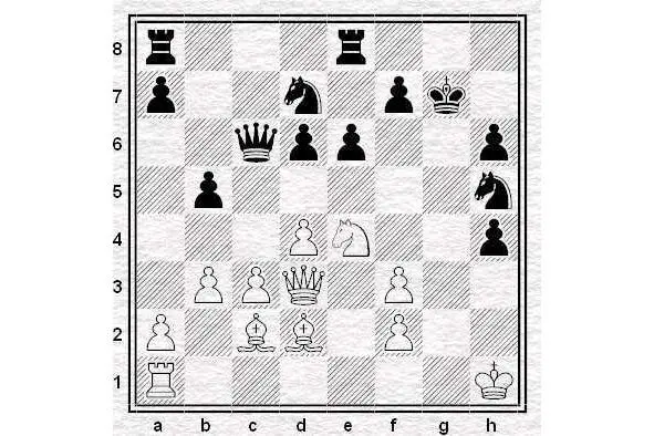 Решение 1Bh6 Kh6 2Rg1 e5 3Nd6 e4 4Qd2 Kh7 5Ne4 f5 6d5 Qb6 7Ng5 Kg7 - фото 15