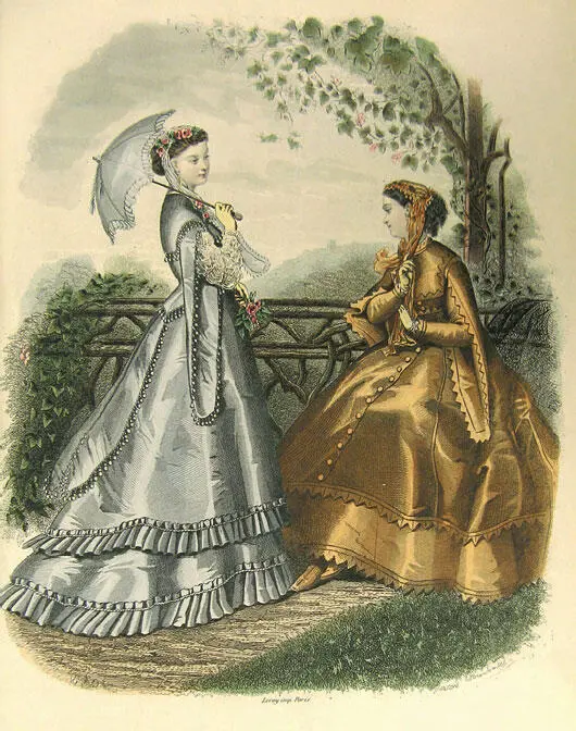 Модная иллюстрация из La Mode Illustrée 1867 показывает влияние Средних веков - фото 16