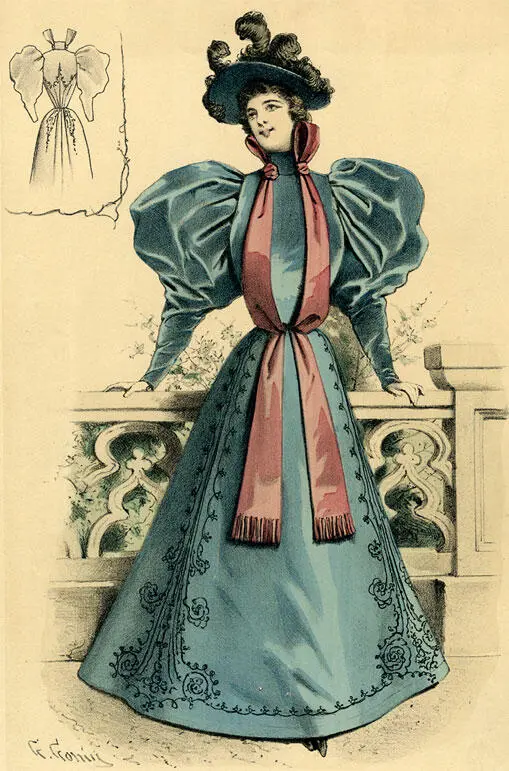На модной иллюстрации из Le Moniteur de la Mode 1893 года дневное платье - фото 65