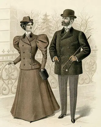 На модной иллюстрации из New York Fashion ок 1895 мужчина и женщина в - фото 79