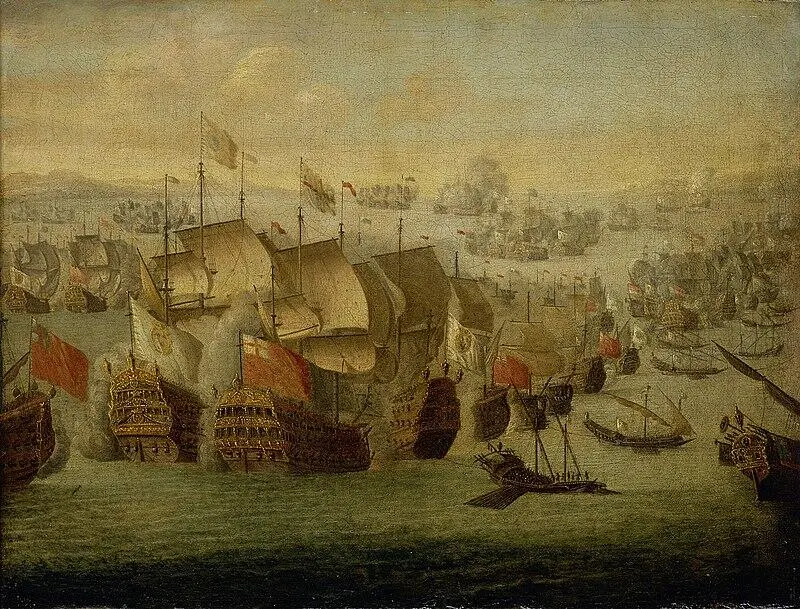 Battle of Malaga 13 August 1704 by Isaac Sailmaker холст масло в - фото 8