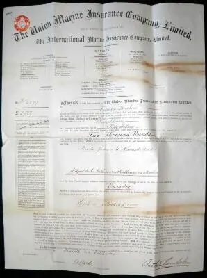 Титульный лист полиса 1894 года Именное свидетельство на акцию 1902 года Хотя - фото 46