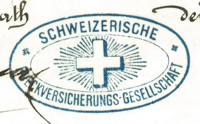 Первый логотип Swiss Re на подписной странице огневого договора 1864 года - фото 115