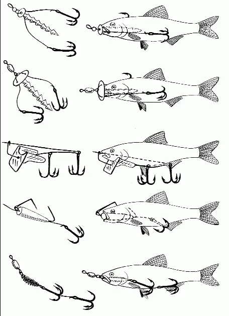 Рис 84 Конструкции снасточек для насаживания мертвых рыбок Наиболее удачными - фото 97